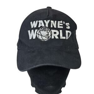 Vintage 90's Wayne's World Black Cap Hat Movie Promo Adjustable Strapback